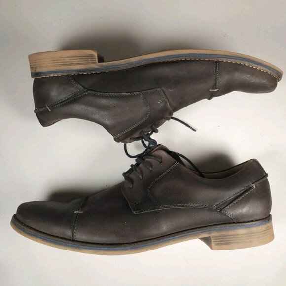 BELVEDERE Paris Mens Brown Leather Oxford Shoes Cap Toe Made In Brazil 14D - Picture 7 of 11